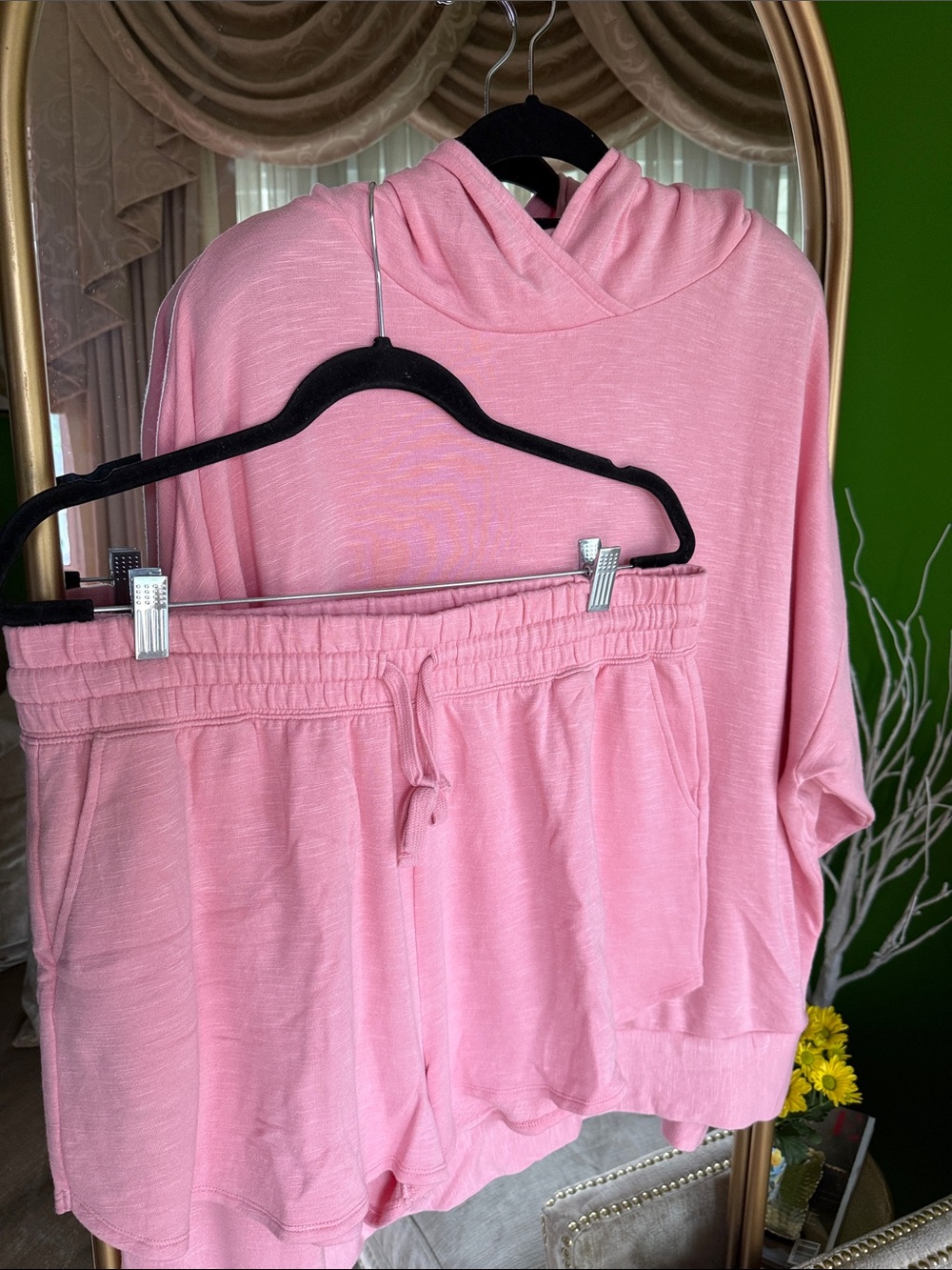 Light Pink Hooded Sweatshirt w/shorts